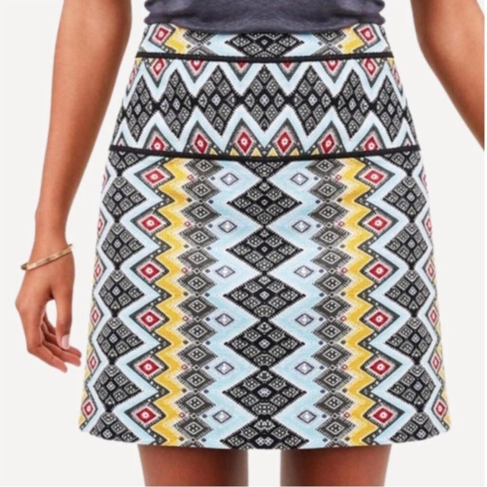 NWT Loft Size 14 Colorful Southwestern Geometric Aztec Tribal Print‎ Mini Skirt